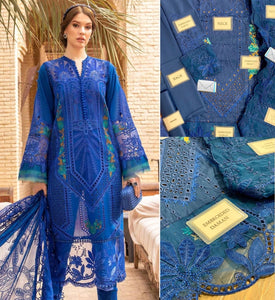 Maria B Luxury Lawn 3PC – Schiffli Embroidered with Organza Dupatta (Unstitched)