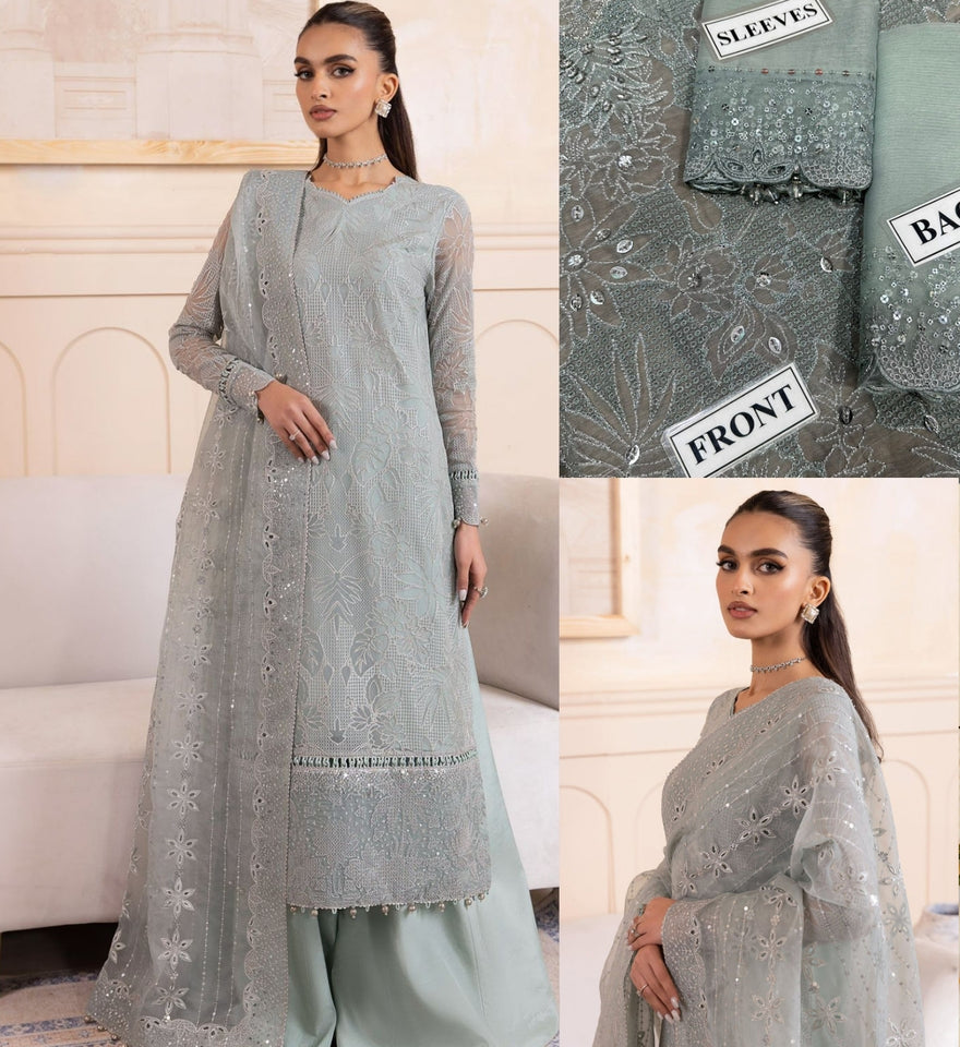 Jazmin Chiffon Saree Set – Organza Saree with Sequence Work (Unstitched)