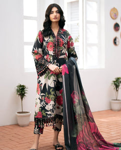 Baroque Embroidered Lawn 3Pc Suit – Digital Printed Lawn Dupatta