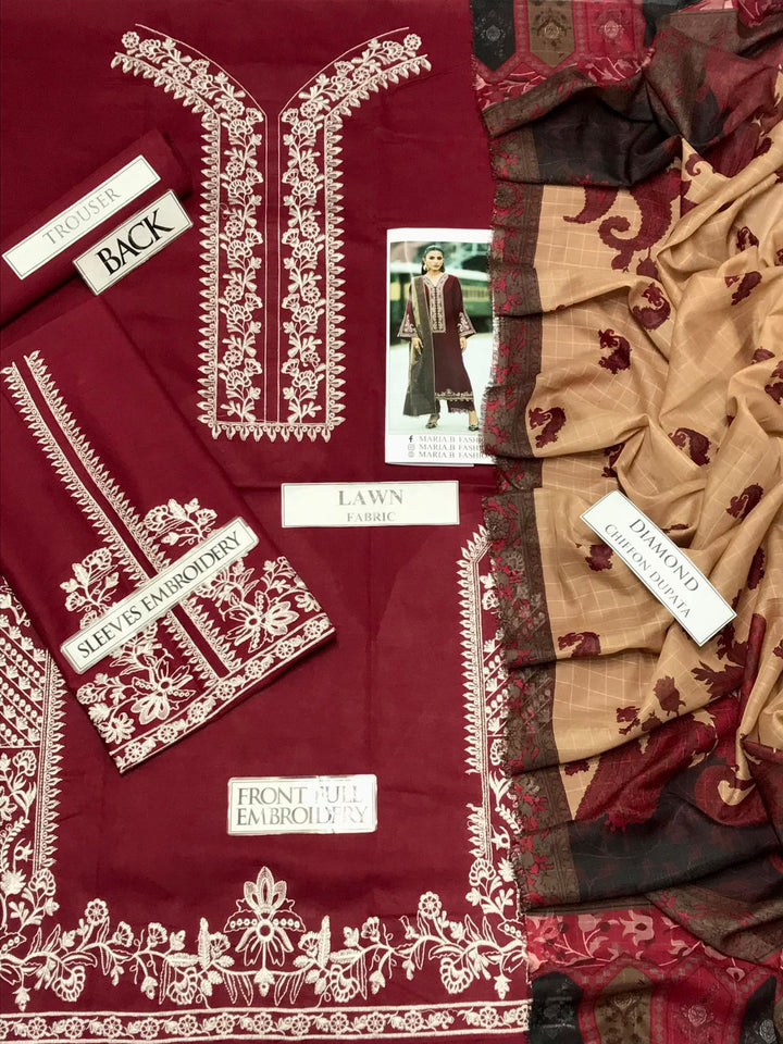 Zara Shahjahan Luxury Embroidered Lawn 3Pc Suit (90/70) – Voil Lawn Dupatta
