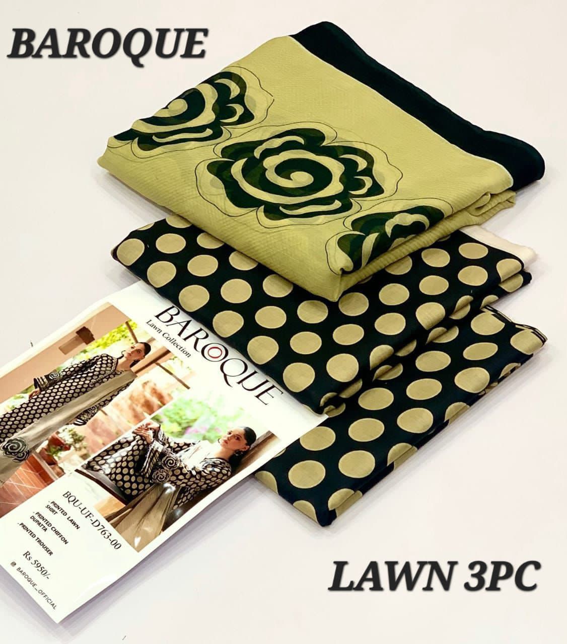 Baroque Lawn 3Pc Suit – Digital Printed with Chiffon Dupatta