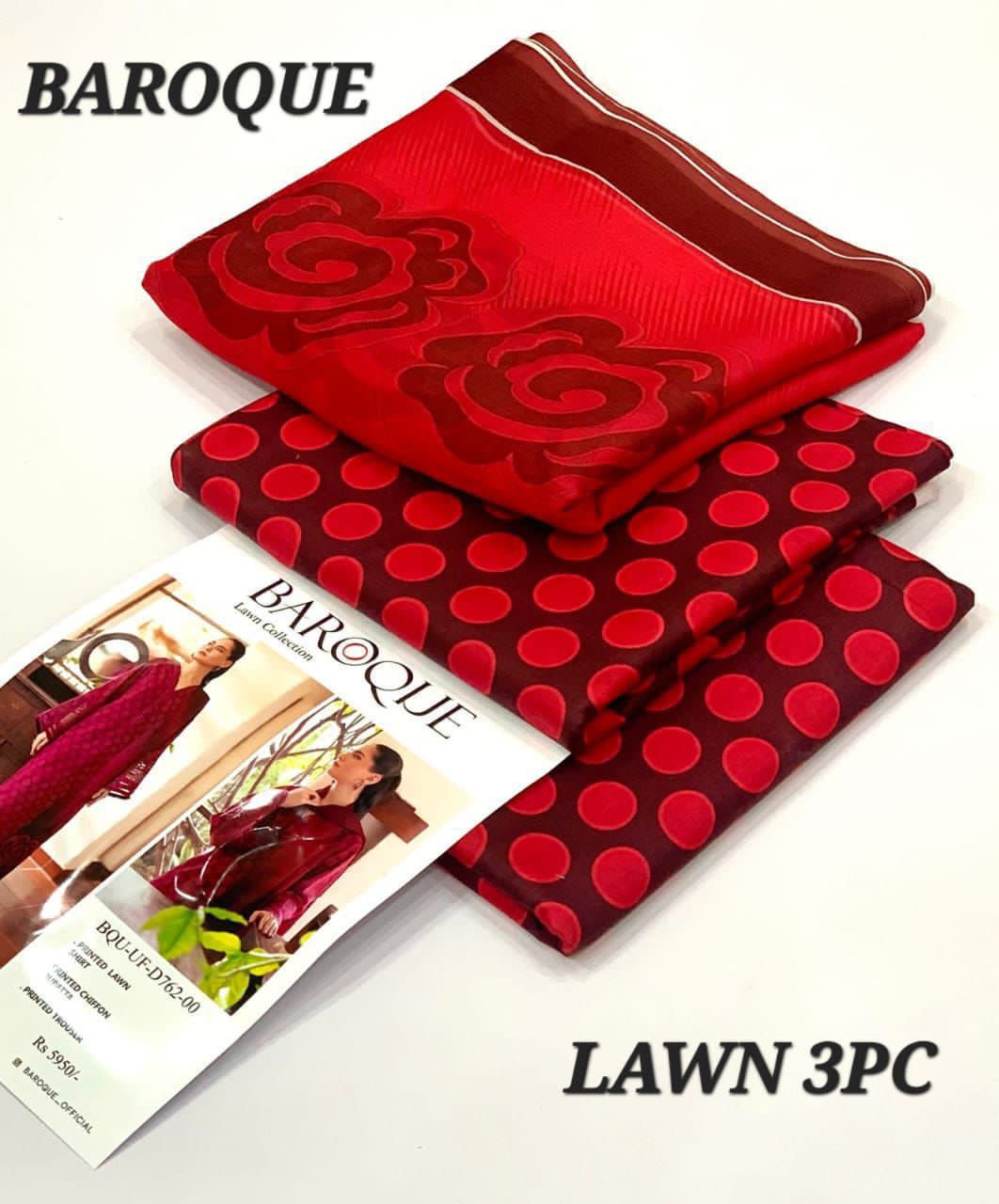 Baroque Lawn 3Pc Suit – Digital Printed with Chiffon Dupatta