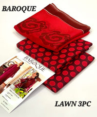 Baroque Lawn 3Pc Suit – Digital Printed with Chiffon Dupatta