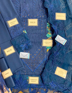 Maria B Luxury Lawn 3PC – Schiffli Embroidered with Organza Dupatta (Unstitched)