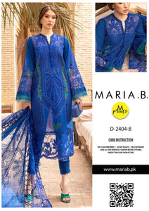 Maria B Luxury Lawn 3PC – Schiffli Embroidered with Organza Dupatta (Unstitched)