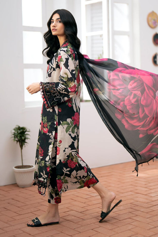 Baroque Embroidered Lawn 3Pc Suit – Digital Printed Lawn Dupatta