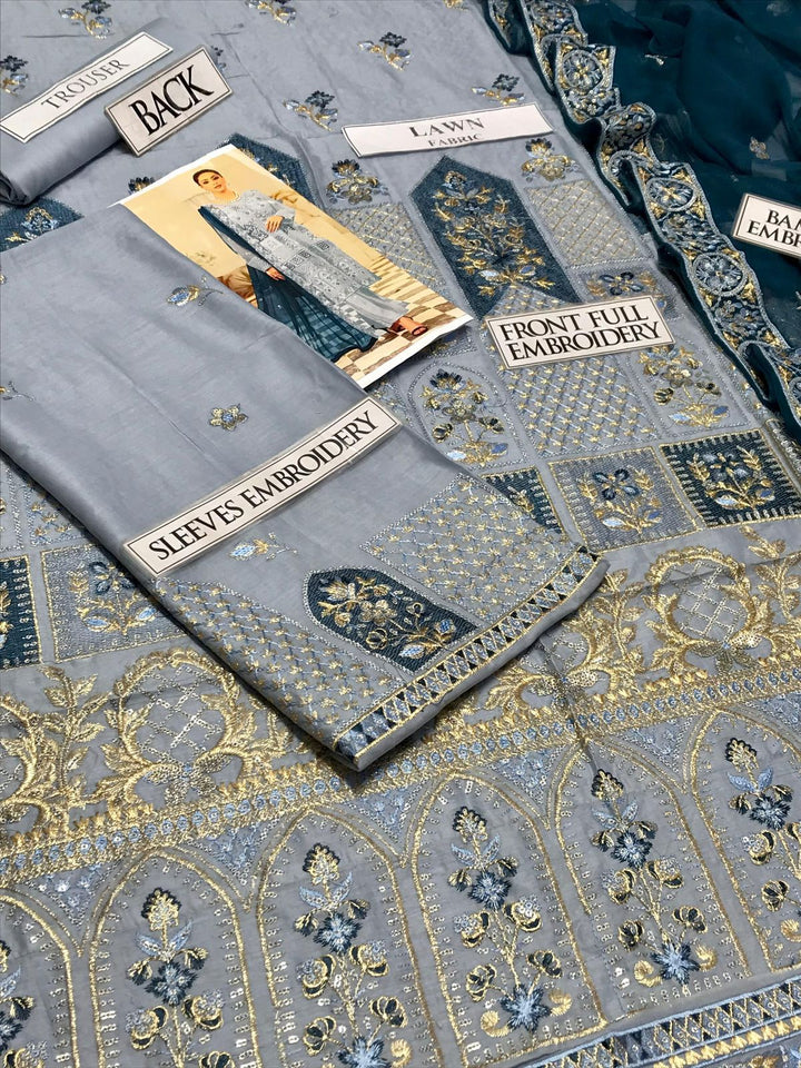 Imrozia 2K25 Summer Collection – Luxury Embroidered Lawn 3Pc Suit with Chiffon Dupatta