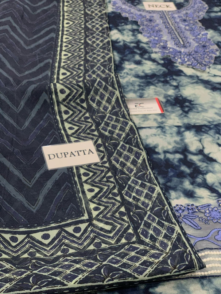 Sapphire Lawn 3PC Embroidered Neckline with Silk Dupatta (2025 Edition)