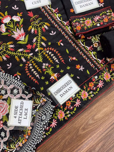 Qalamkar Premium Embroidered Cotton Suit 3-Piece Unstitched