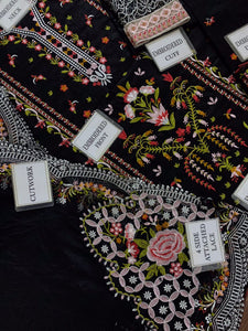 Qalamkar Premium Embroidered Cotton Suit 3-Piece Unstitched