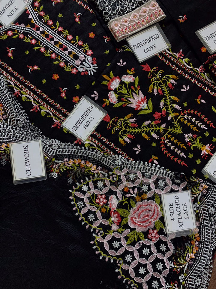 Qalamkar Premium Embroidered Cotton Suit 3-Piece Unstitched
