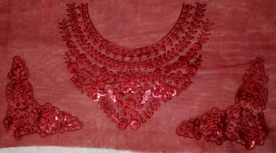 Organza Lace Patch Set Shimmer Sequence Design (3 Pcs)