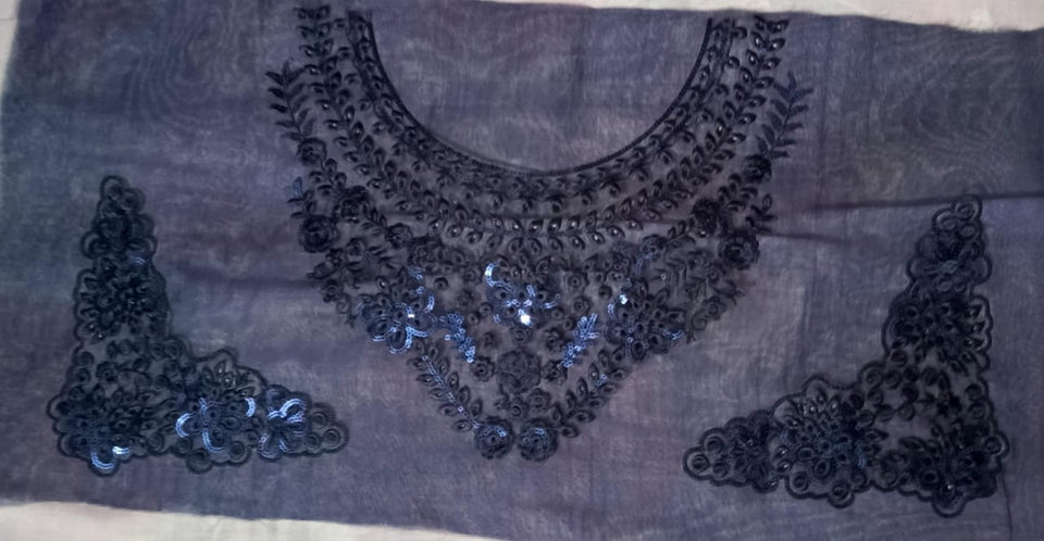 Organza Lace Patch Set Shimmer Sequence Design (3 Pcs)