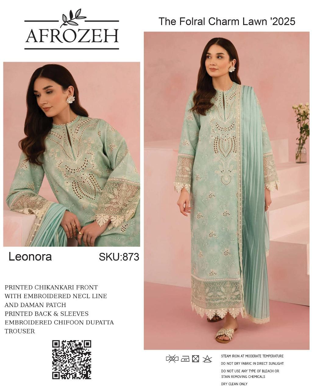 Afrozeh – Leonora Lawn Suit | Embroidered 3PC with Chiffon Dupatta