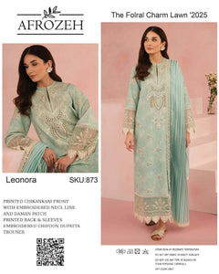 Afrozeh – Leonora Lawn Suit | Embroidered 3PC with Chiffon Dupatta