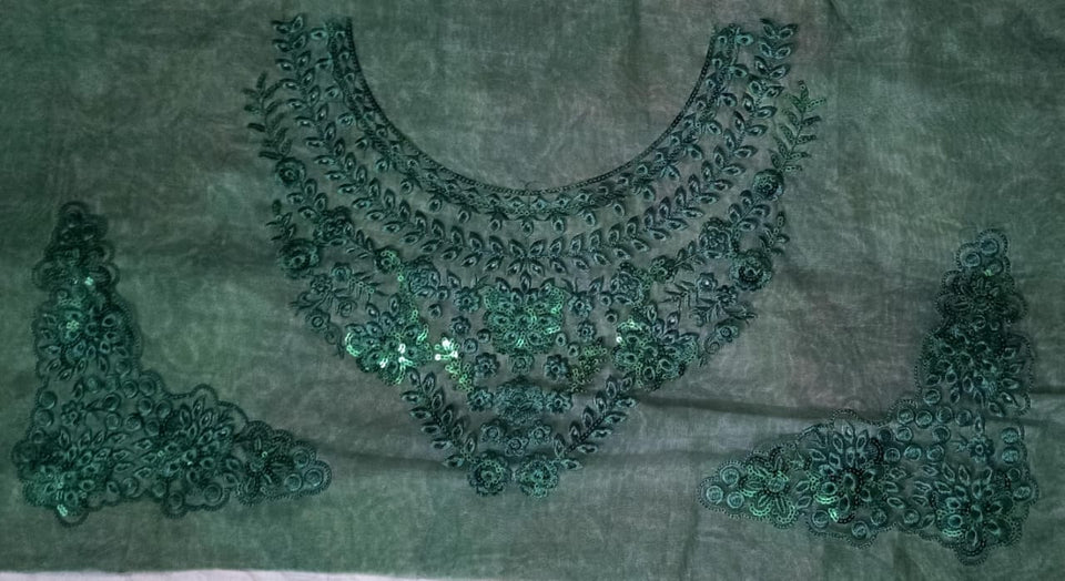 Organza Lace Patch Set Shimmer Sequence Design (3 Pcs)