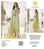 Ittehad Sun Flower – Unstitched 3-Piece Lawn & Silk Suit