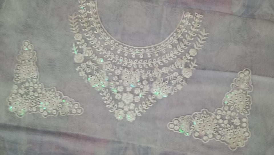 Organza Lace Patch Set Shimmer Sequence Design (3 Pcs)