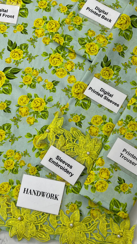 Ittehad Sun Flower – Unstitched 3-Piece Lawn & Silk Suit