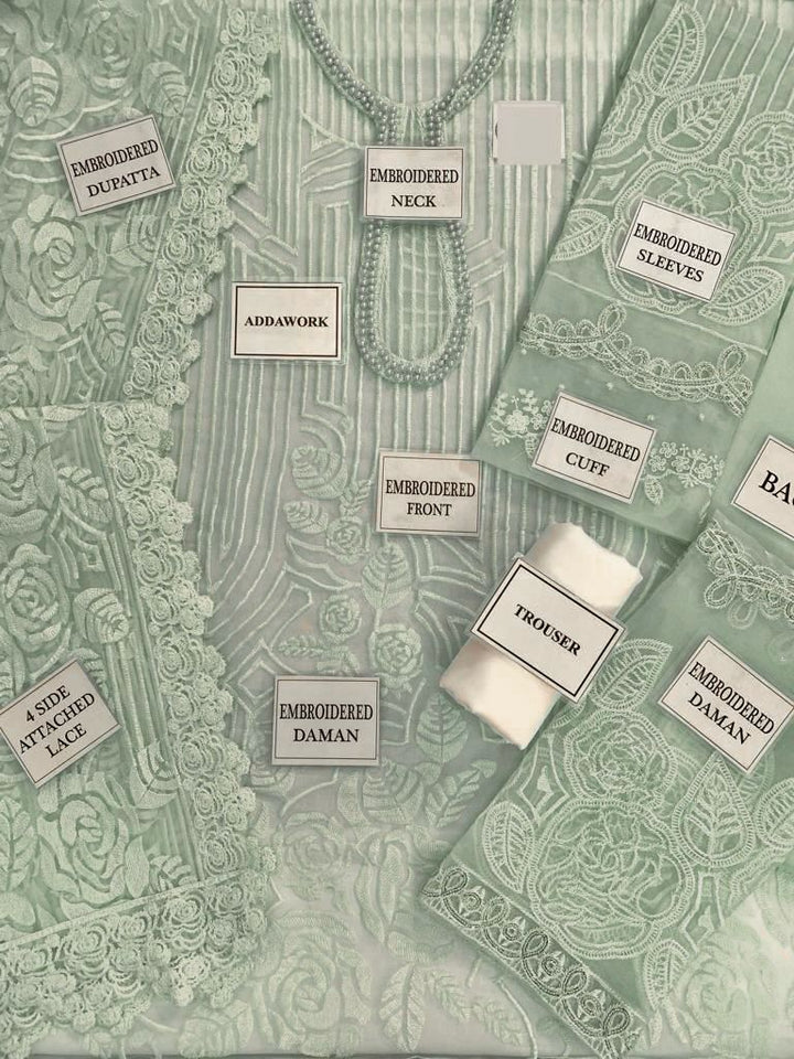 MARIA B Inspired Luxury Embroidered Organza Dress