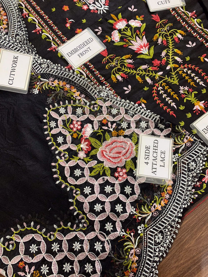 Qalamkar Premium Embroidered Cotton Suit 3-Piece Unstitched